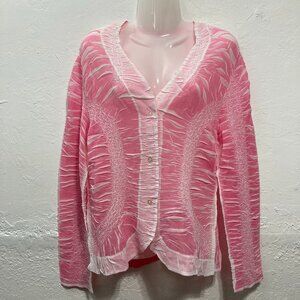 Bala Bala Y2K Button Up Blouse Top Crinkle Sheer Stretch Romance Fairy Pink S